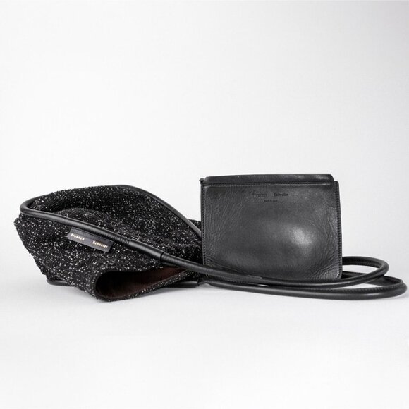 Proenza Schouler Large Black Tweed Leather Ruched Tote Women's Bag $1,090 - Picture 7 of 16